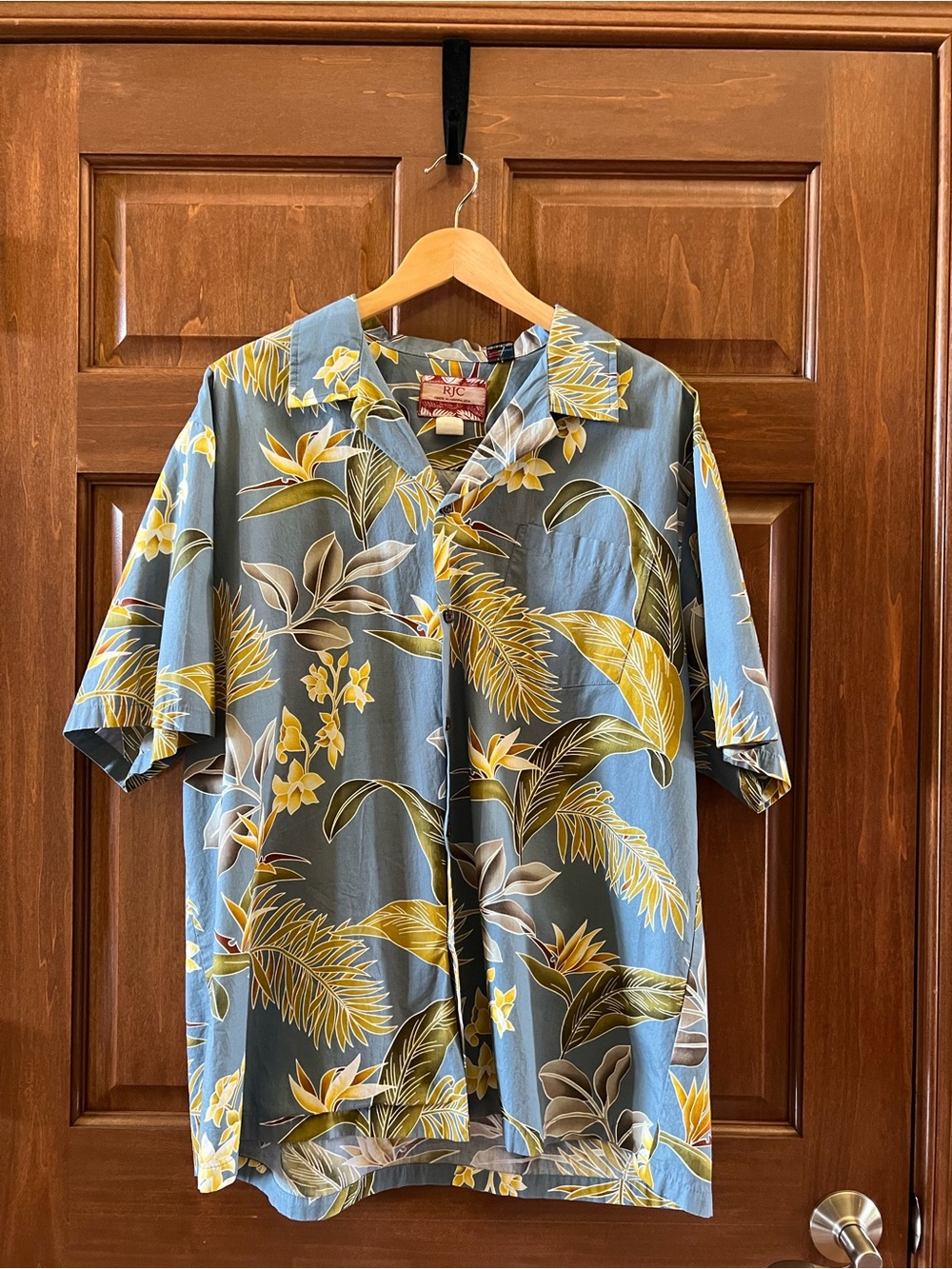 RJC Hawaiian Shirt Men’s 100% Cotton Tropical Print Blue Multicolor Size XXL